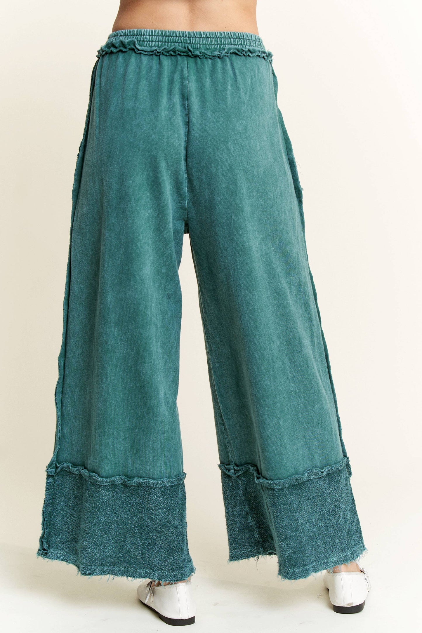 Kodi MineralWash Wide Pants with raw hem frayed details