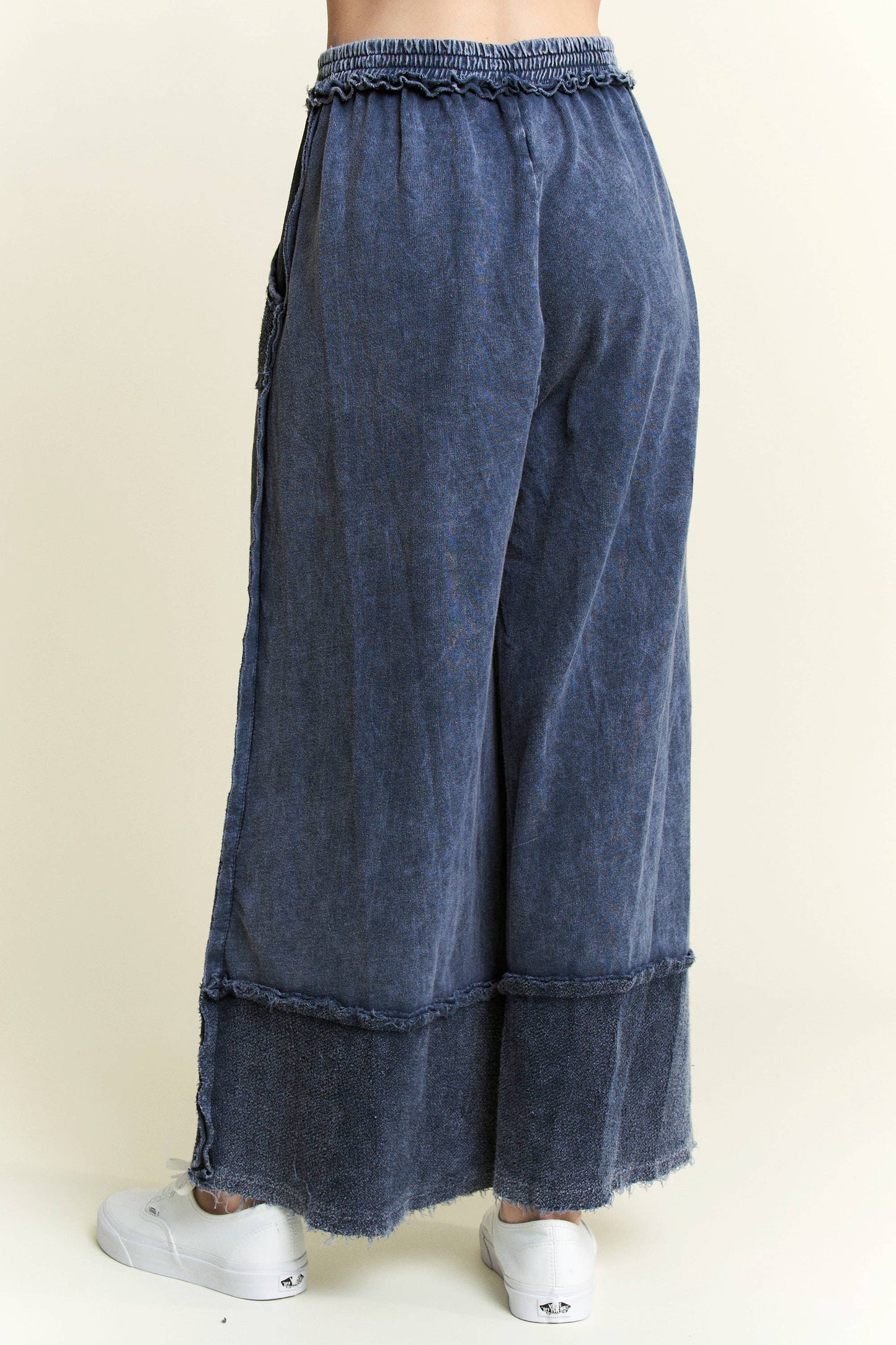 Kodi MineralWash Wide Pants with raw hem frayed details