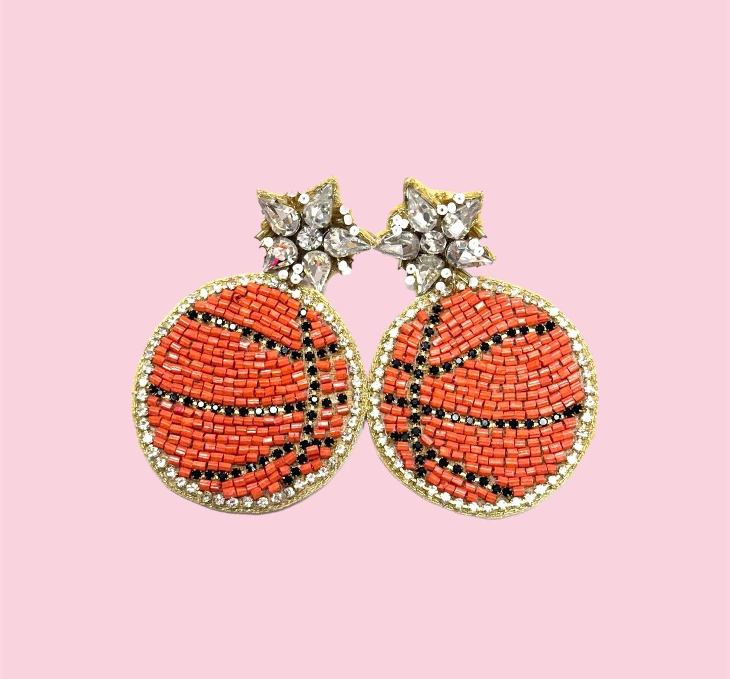 Glitzy Basketball Earrings