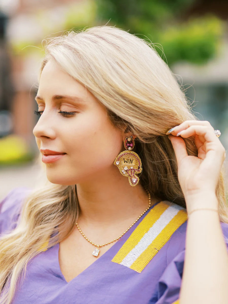 Purple + Gold Helmet Earrings