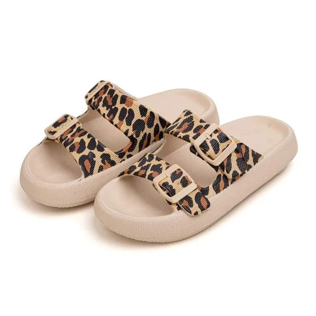 Leopard Buckel Cloud Slides