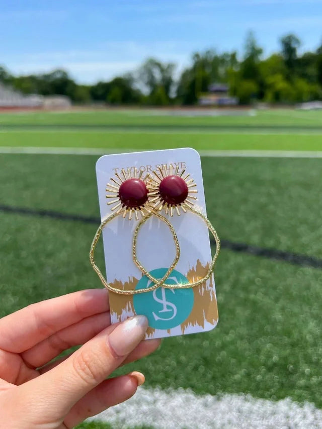 Maroon Round Hoop Earrings