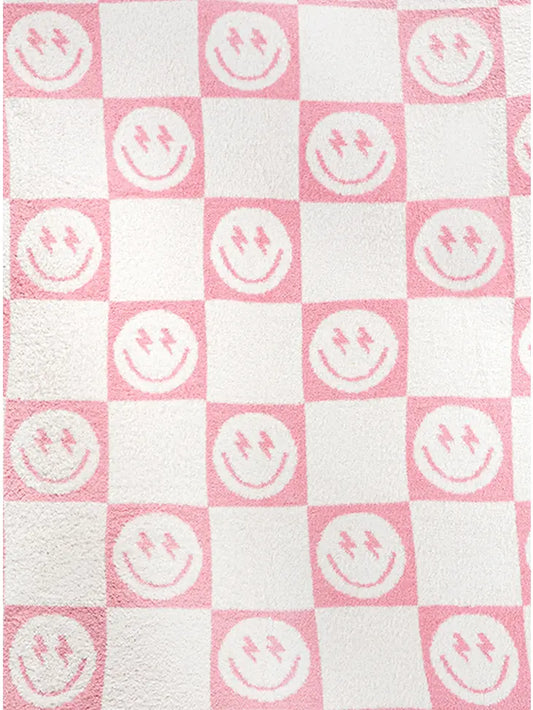 Pink Smiley Bolt Blanket