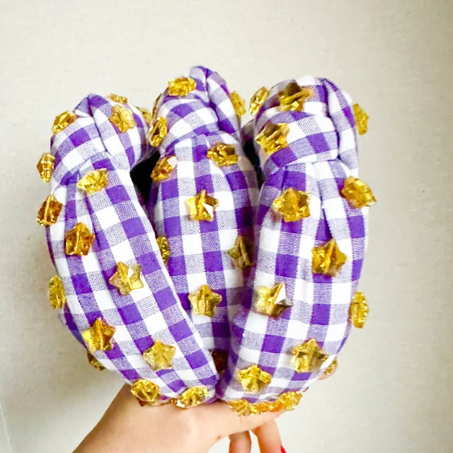 Purple + Gold Preppy Headband