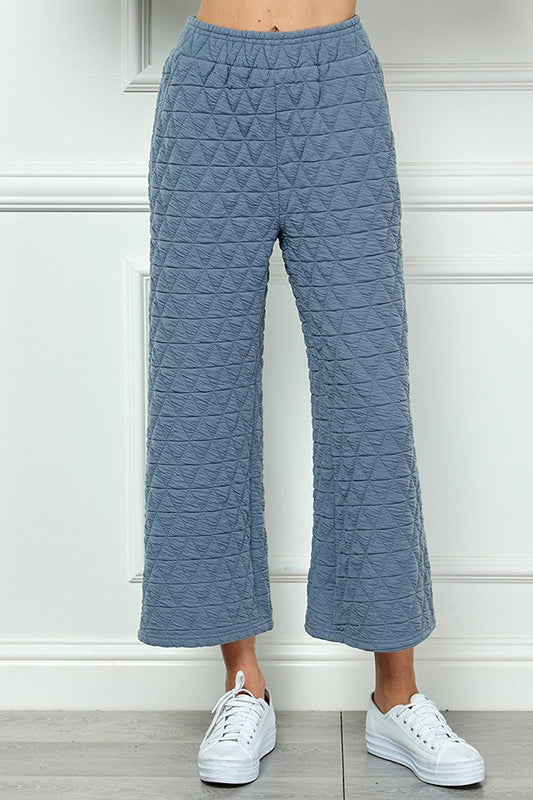 Quilted Cropped Pants In Blue