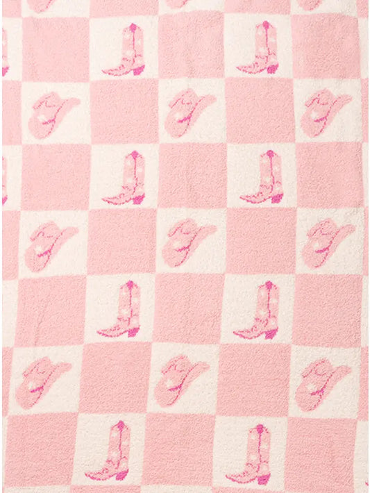 Pink Rodeo Checker Blanket