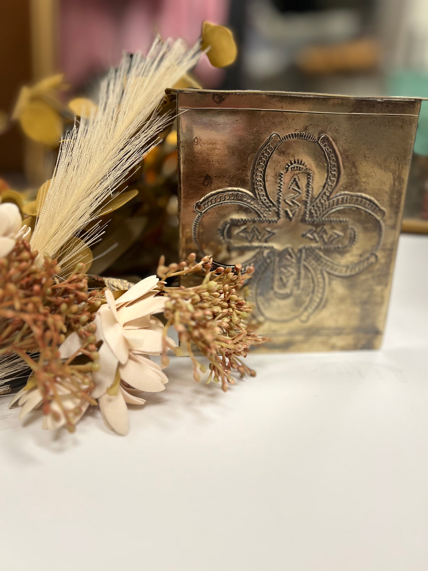 Stamped Silver Tissue Box Cover